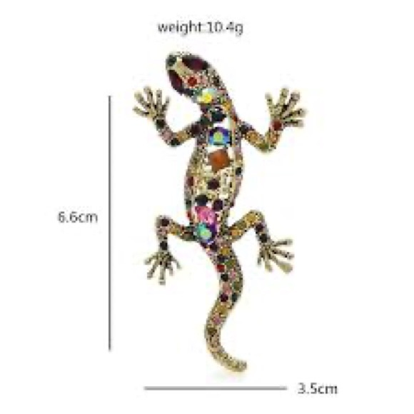 Colorful Gecko Rhinestone Brooch - Picture 3 of 3